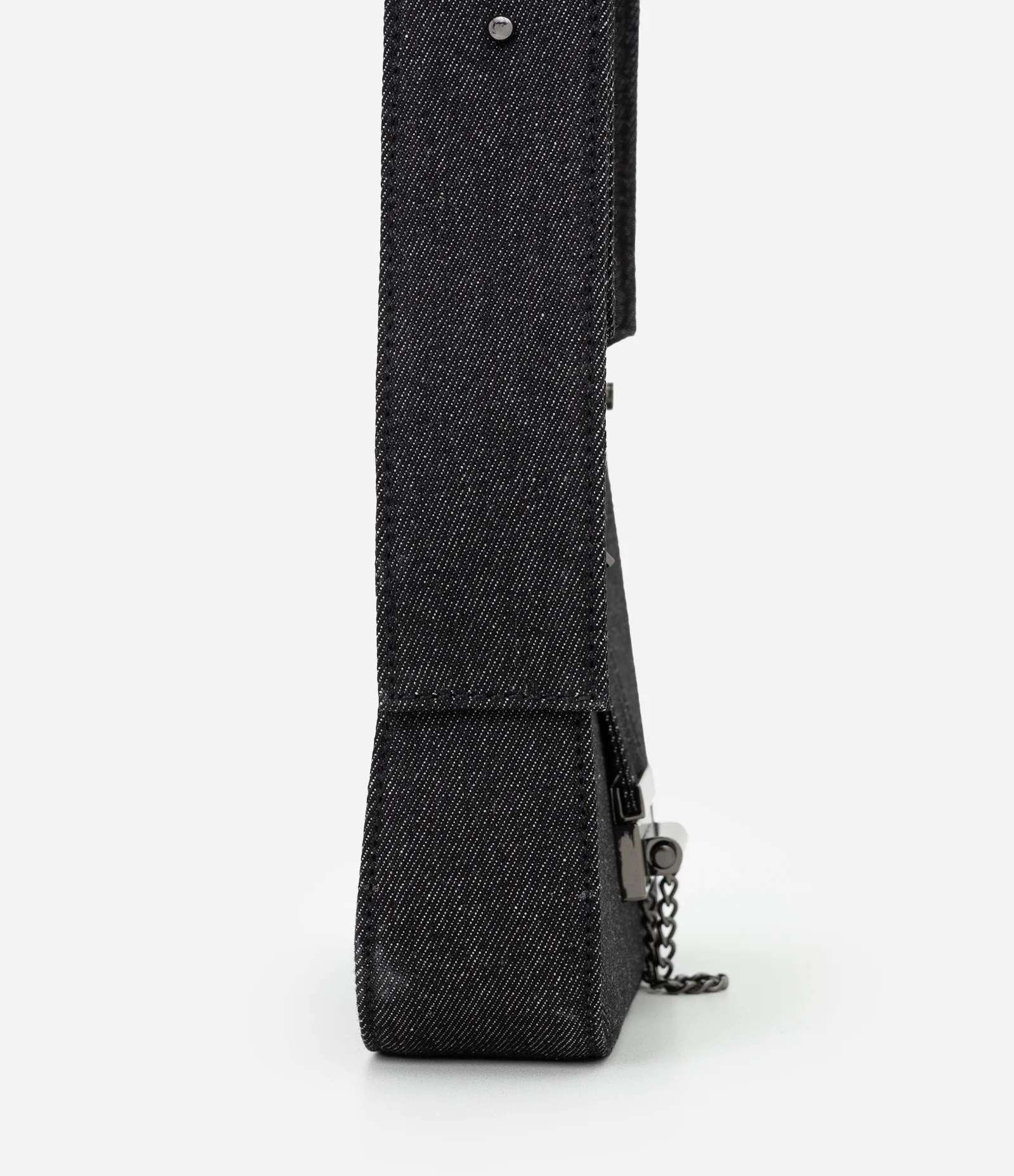 Bolsa Baguete Pequena em Sarja com Alça Larga Preto 2