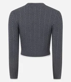 Blusa Cropped em Tricô com Estampa de Urso