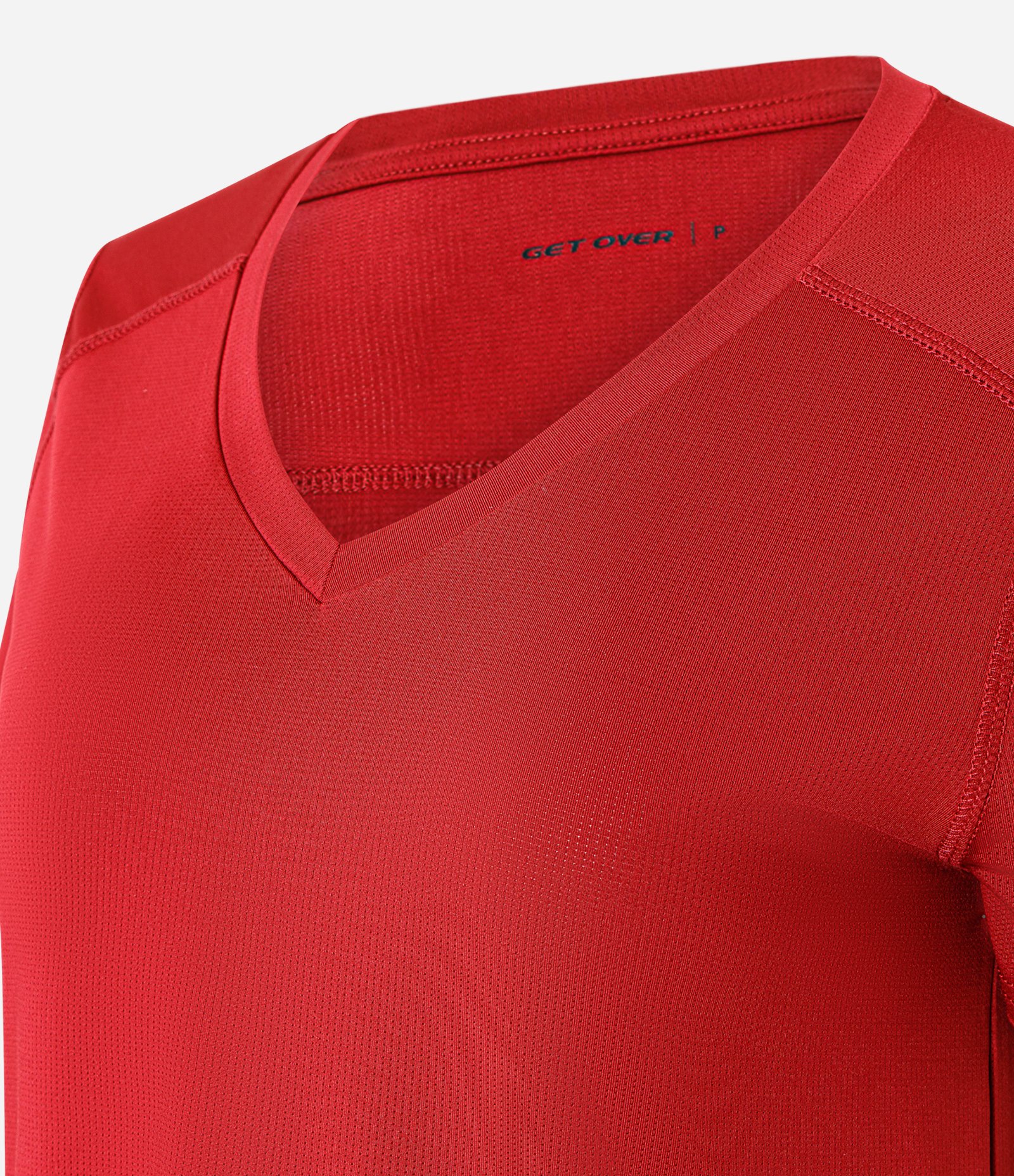 Camiseta Esportiva em Microfibra Furadinha com Barra Mullet Vermelho 5