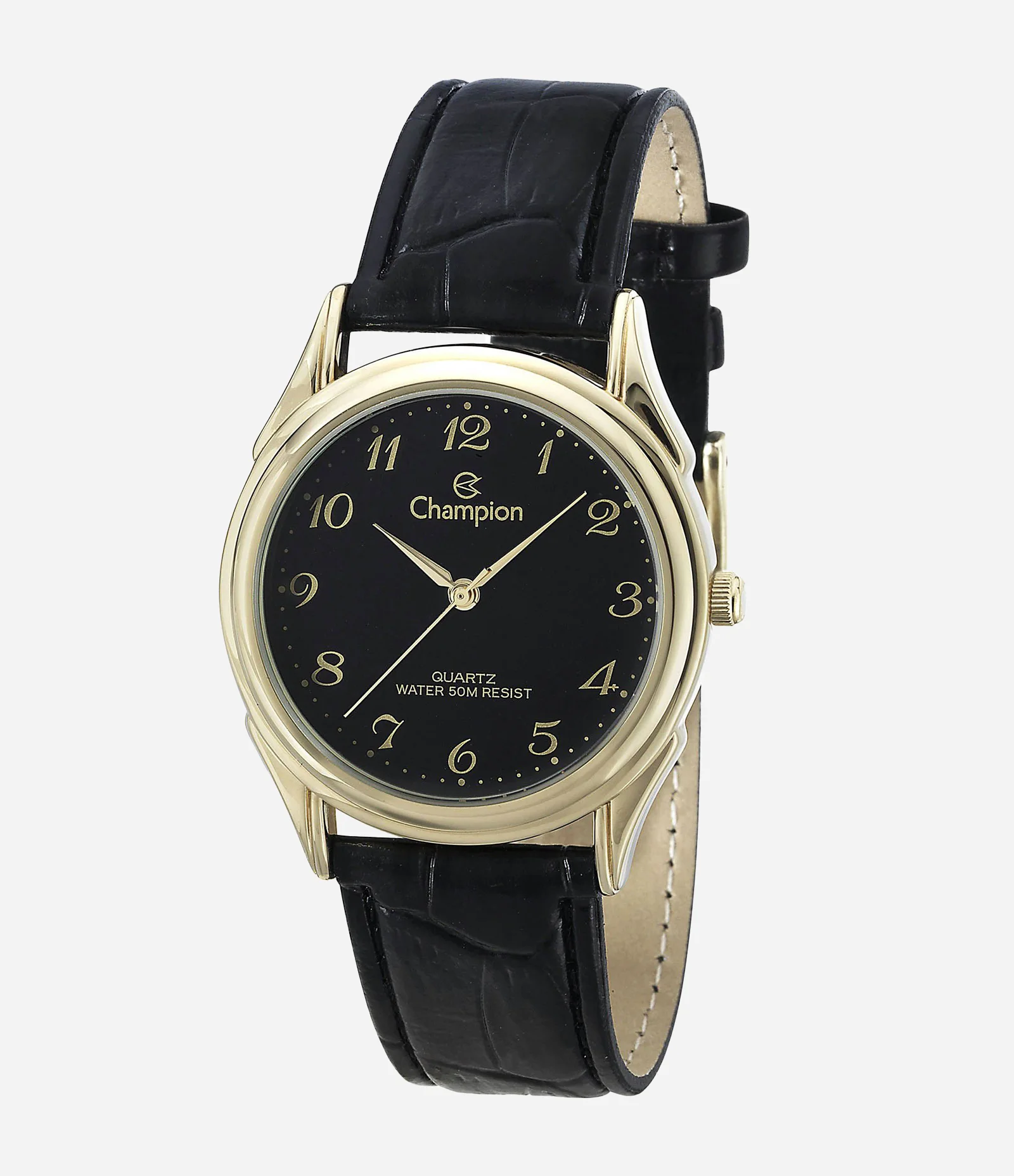 Relógio Analógico Metal e Couro Feminino Champion Preto 1