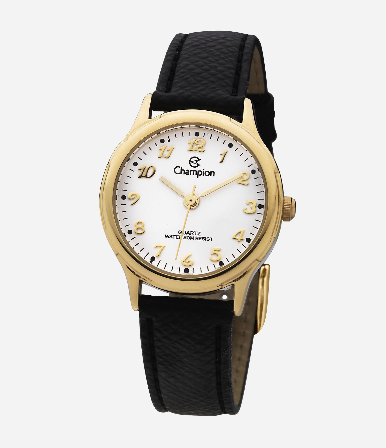 Relógio Analógico Metal e Couro Feminino Champion Preto 1