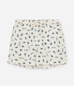 Bermuda de Praia em Microfibra com Estampa de Peixes