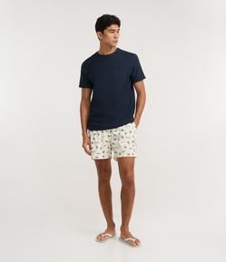 Bermuda de Praia em Microfibra com Estampa de Peixes