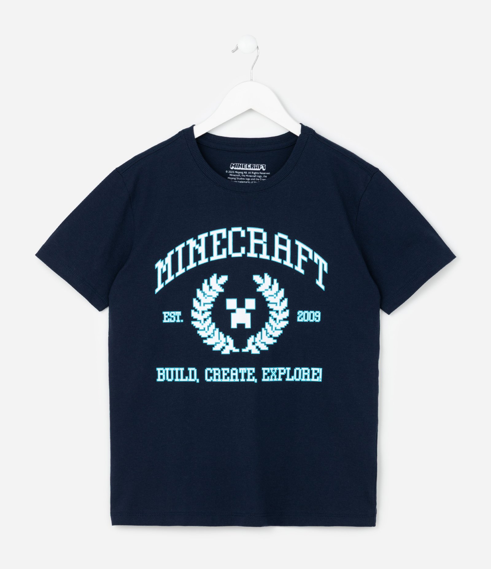 Camiseta Infantil com Estampa Neon Minecraft - Tam 5 a 14 Anos Azul 1