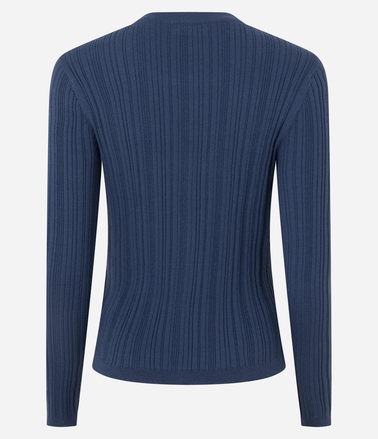 Cardigan Básico Ajustado em Tricô Canelado Azul Escuro 4