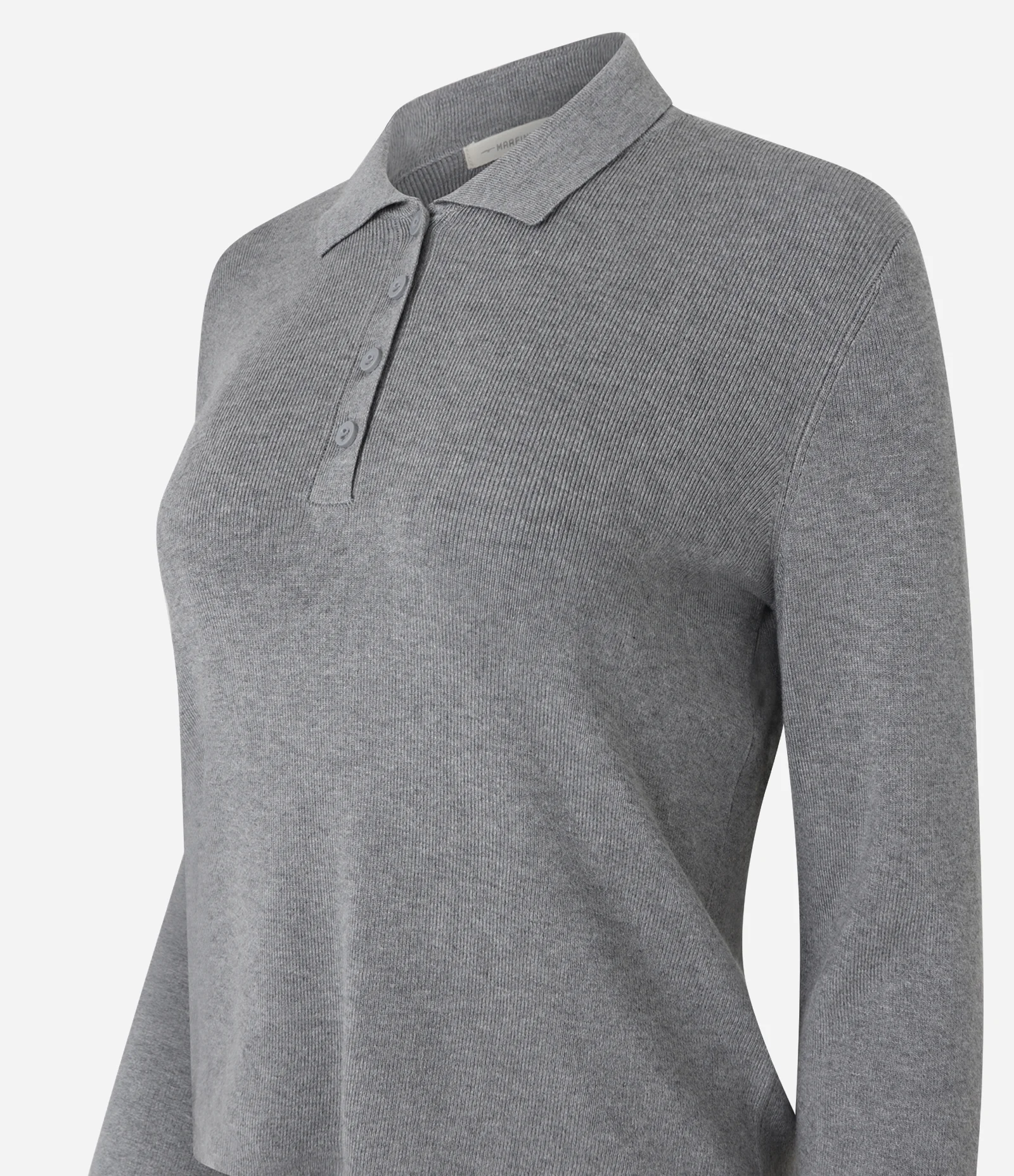 Blusa Manga Longa em Tricô com Gola Polo Cinza 6