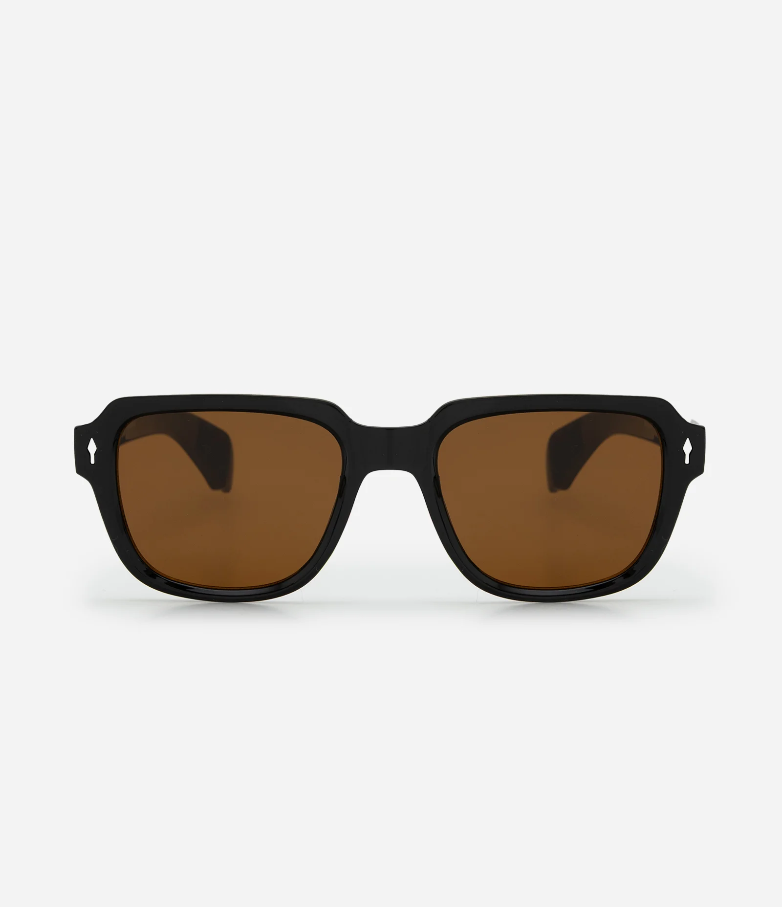 Óculos de Sol Quadrado com Lente Marrom e Hastes Lisas Preto 2