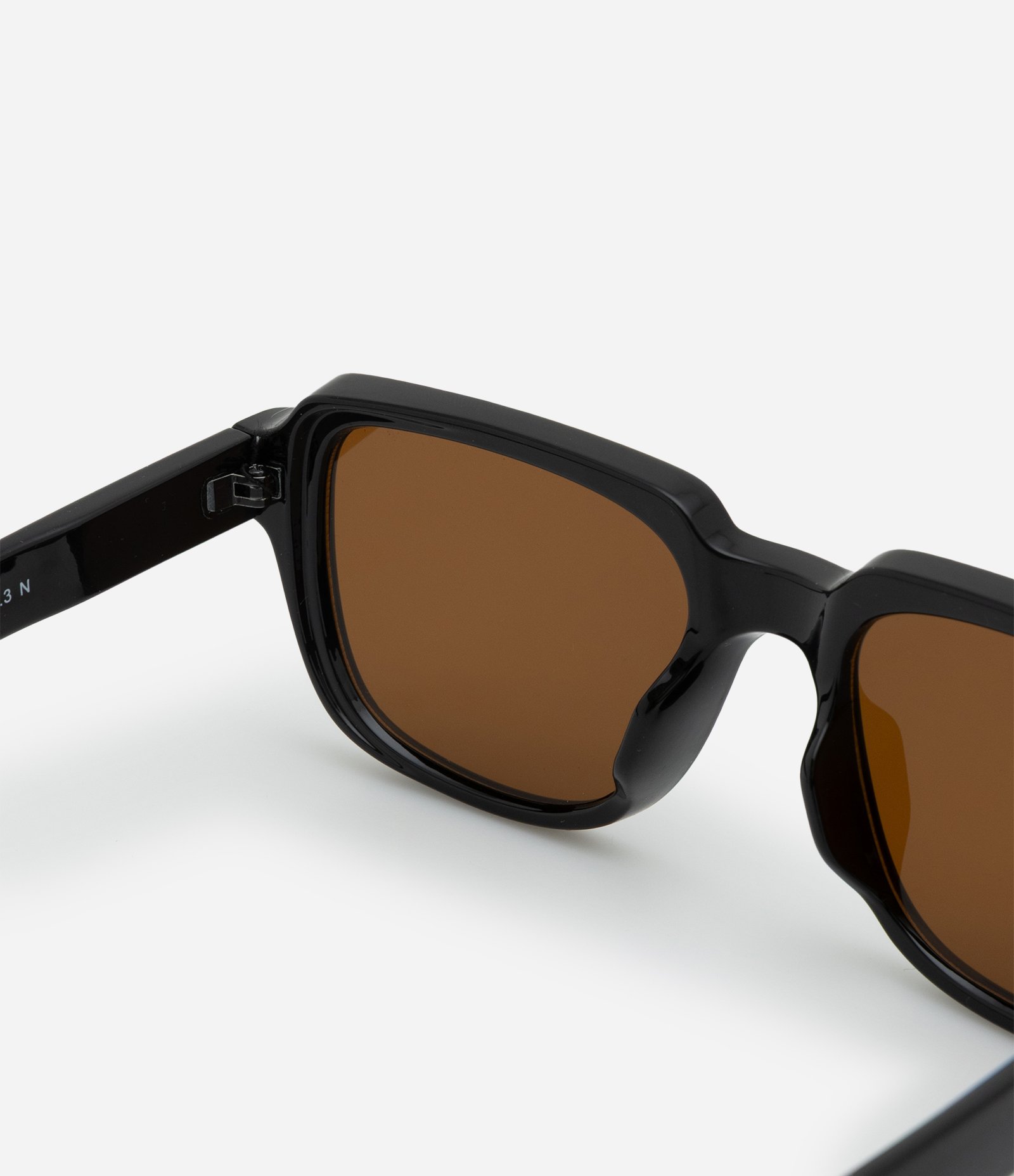 Óculos de Sol Quadrado com Lente Marrom e Hastes Lisas Preto 3