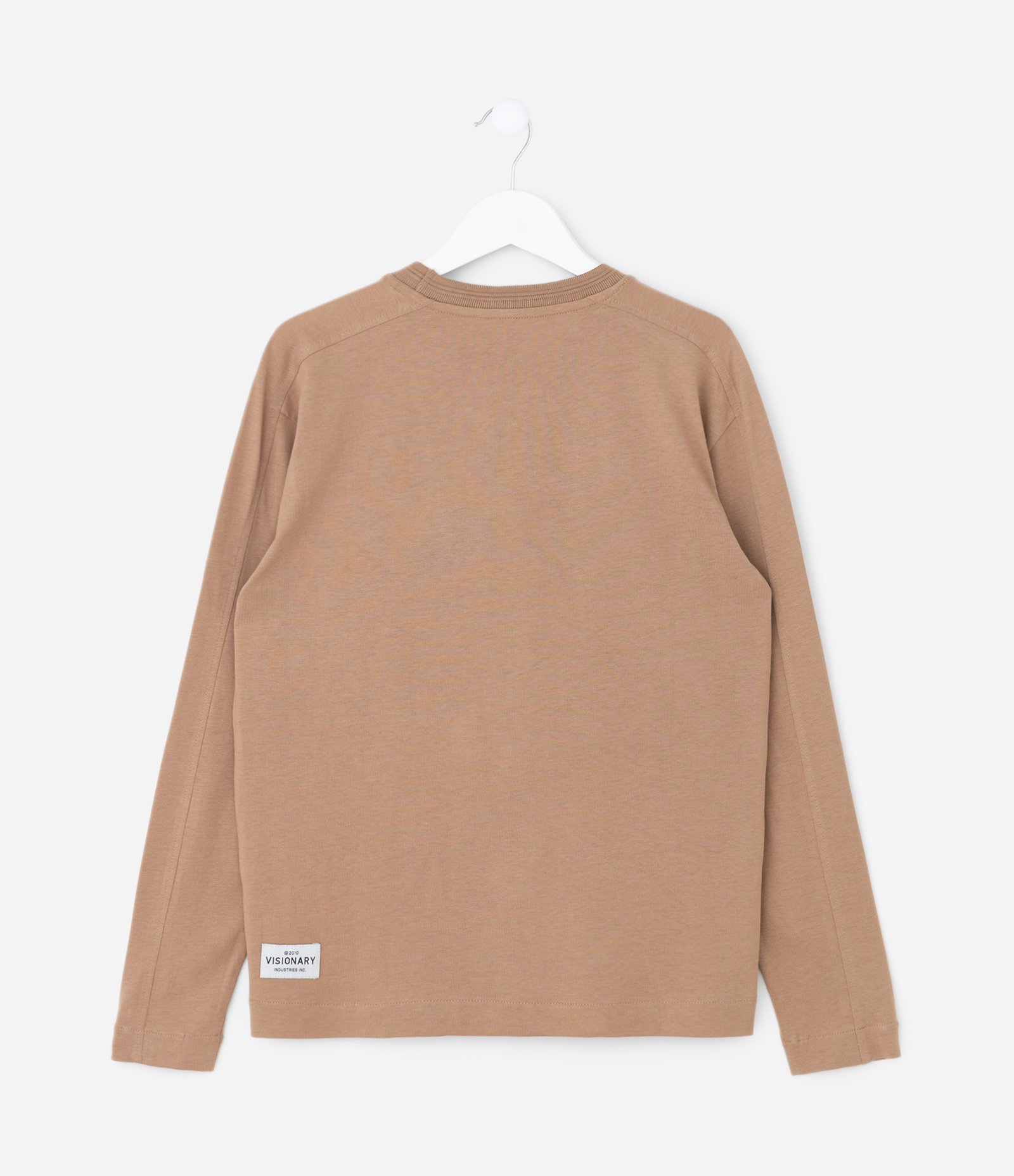 Camiseta Infantil Relaxed com Bolsinho – Tam 5 a 14 Anos Bege Escuro 2