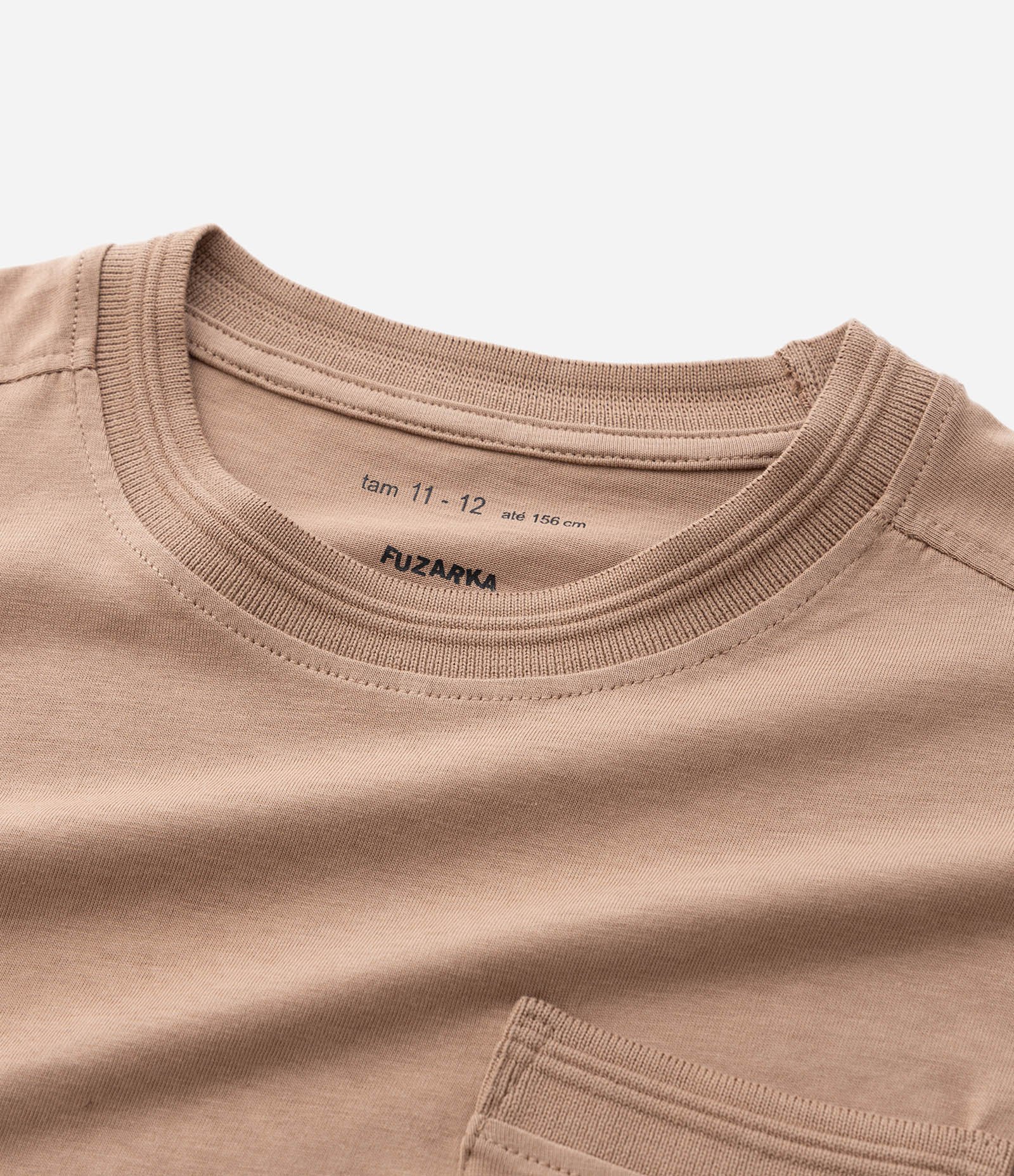 Camiseta Infantil Relaxed com Bolsinho – Tam 5 a 14 Anos Bege Escuro 7