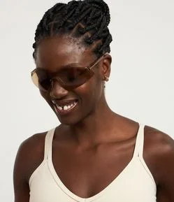 Óculos de Sol Máscara com Lente Marrom e Hastes Fina