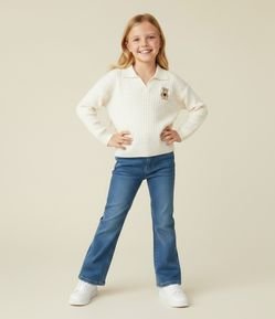 Calça Infantil Flare Jeans com Cós Elástico – Tam 5 a 16 Anos