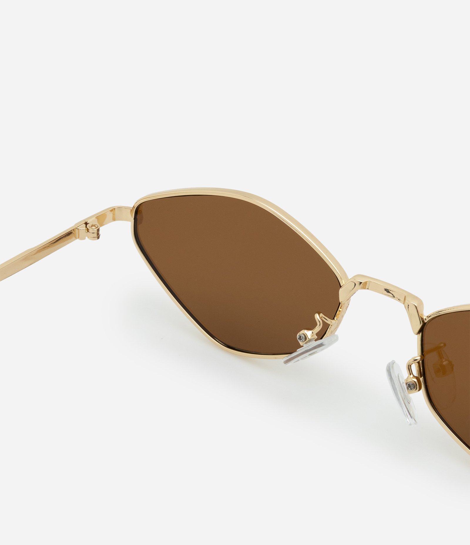 Óculos de Sol Geométrico com Hastes em Metal Dourado 3