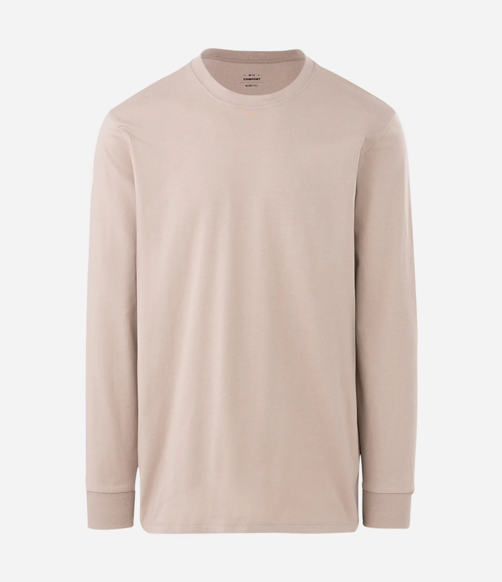 Camiseta Comfort em Algodão com Manga Longa Bege 2