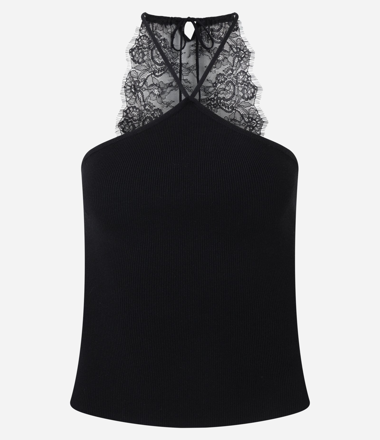 Blusa Alça fina com Decote Halter e Renda nas Costas Preto 5