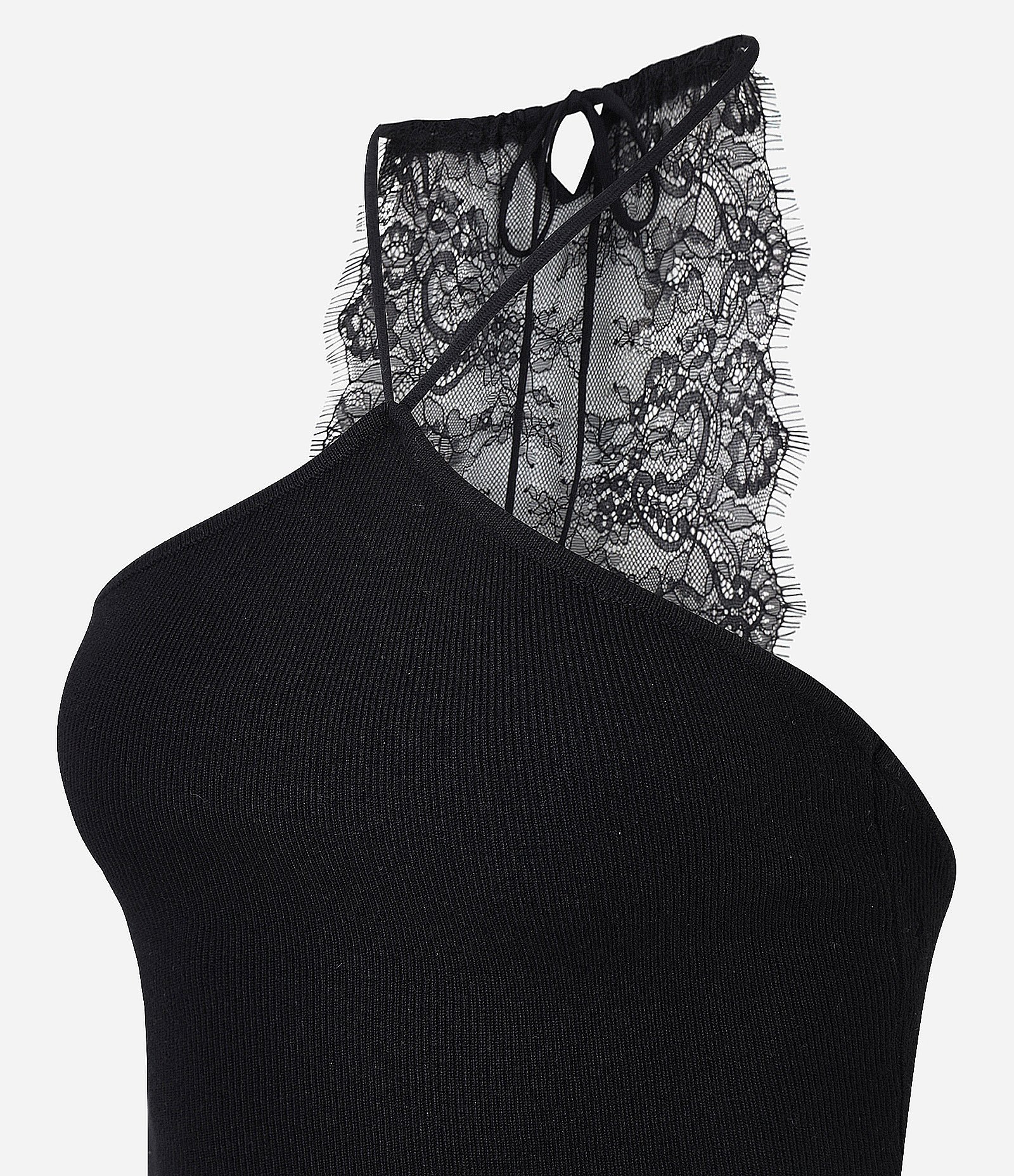 Blusa Alça fina com Decote Halter e Renda nas Costas Preto 6