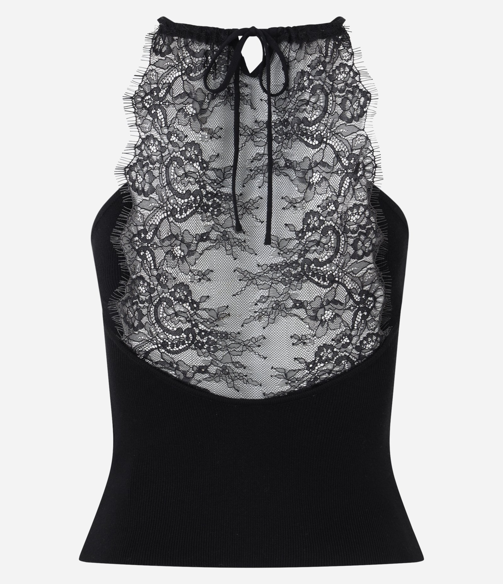 Blusa Alça fina com Decote Halter e Renda nas Costas Preto 7