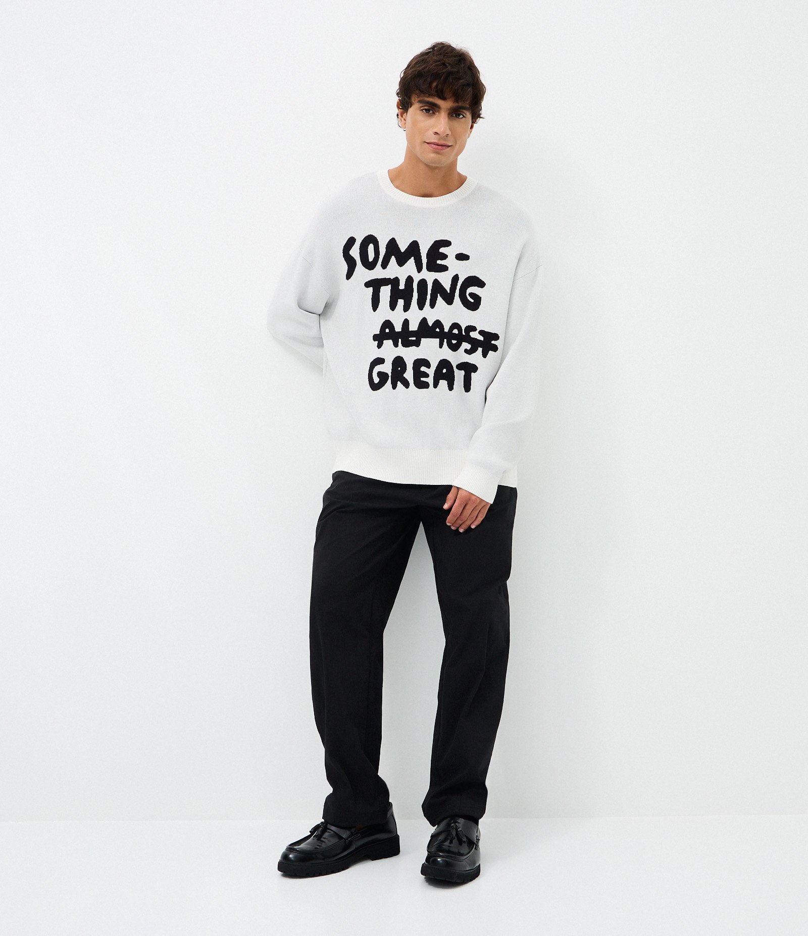 Calça Baggy Alfaiatada Lisa Preto 1