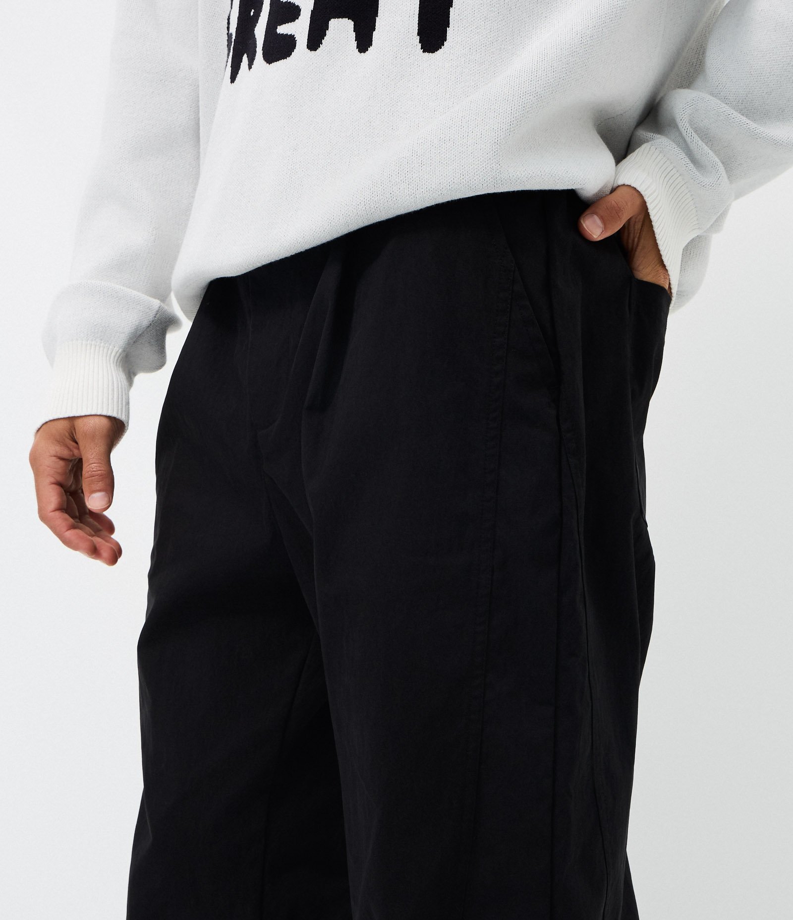 Calça Baggy Alfaiatada Lisa Preto 3