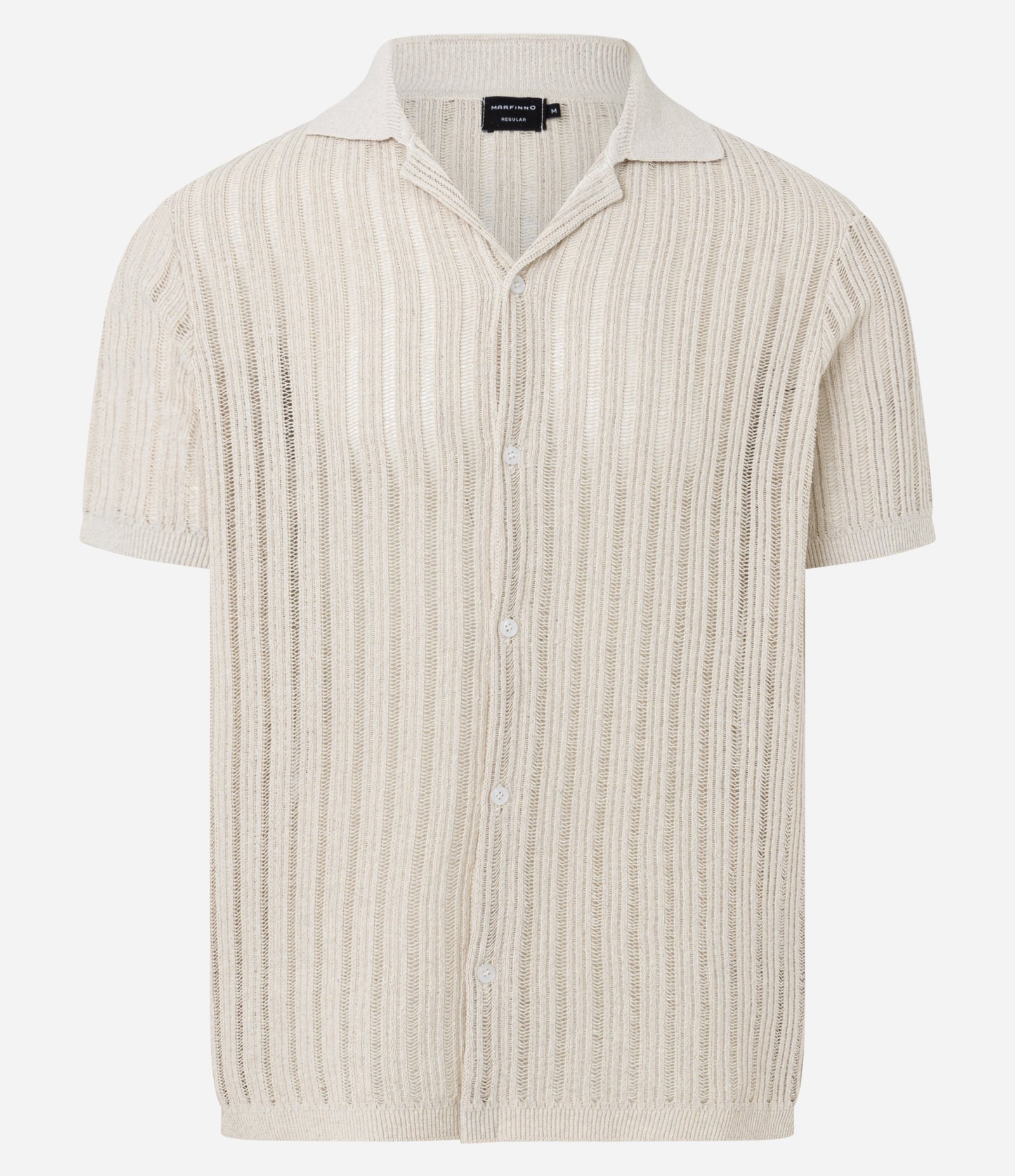 Camisa Regular com Textura Retilínea Bege 6