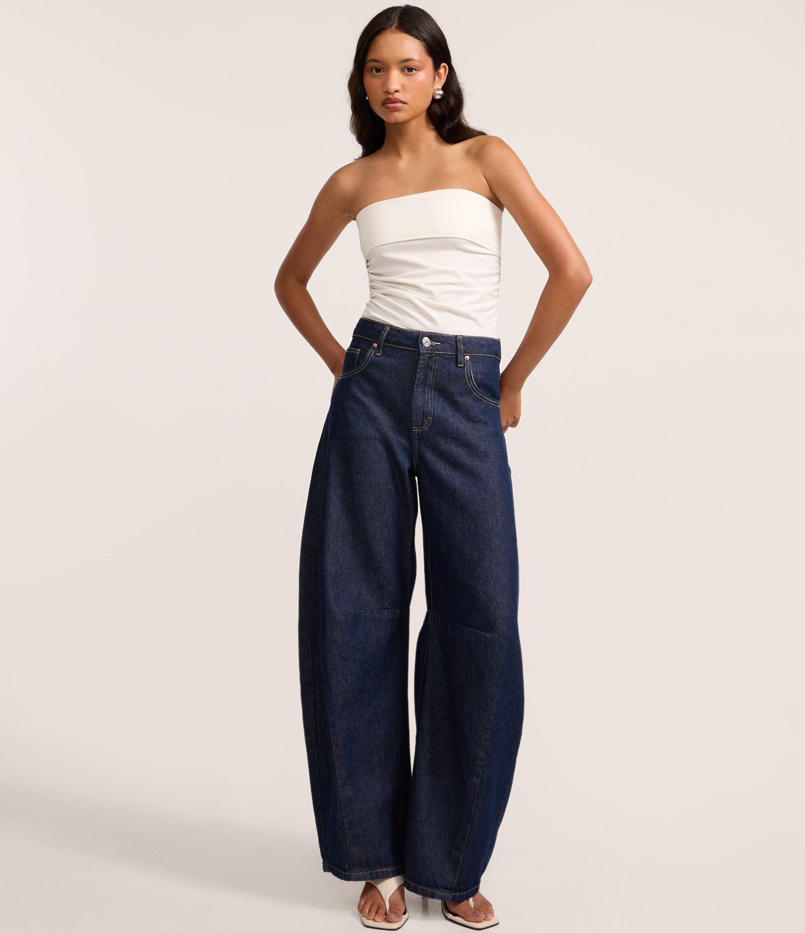 Blusa sem Alças Seamless com Pala Dobrada Branco 2