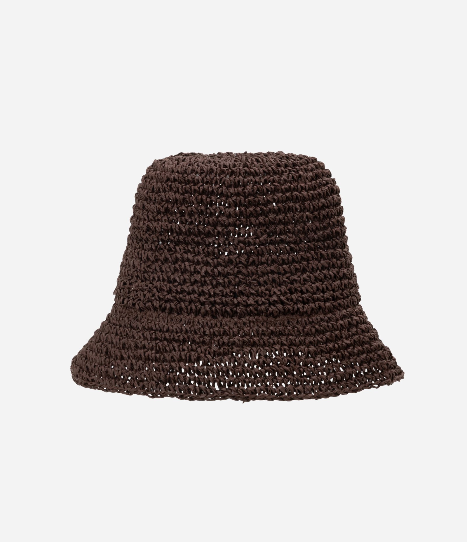 Chapéu Bucket em Tricô com Efeito Crochê Marrom 1