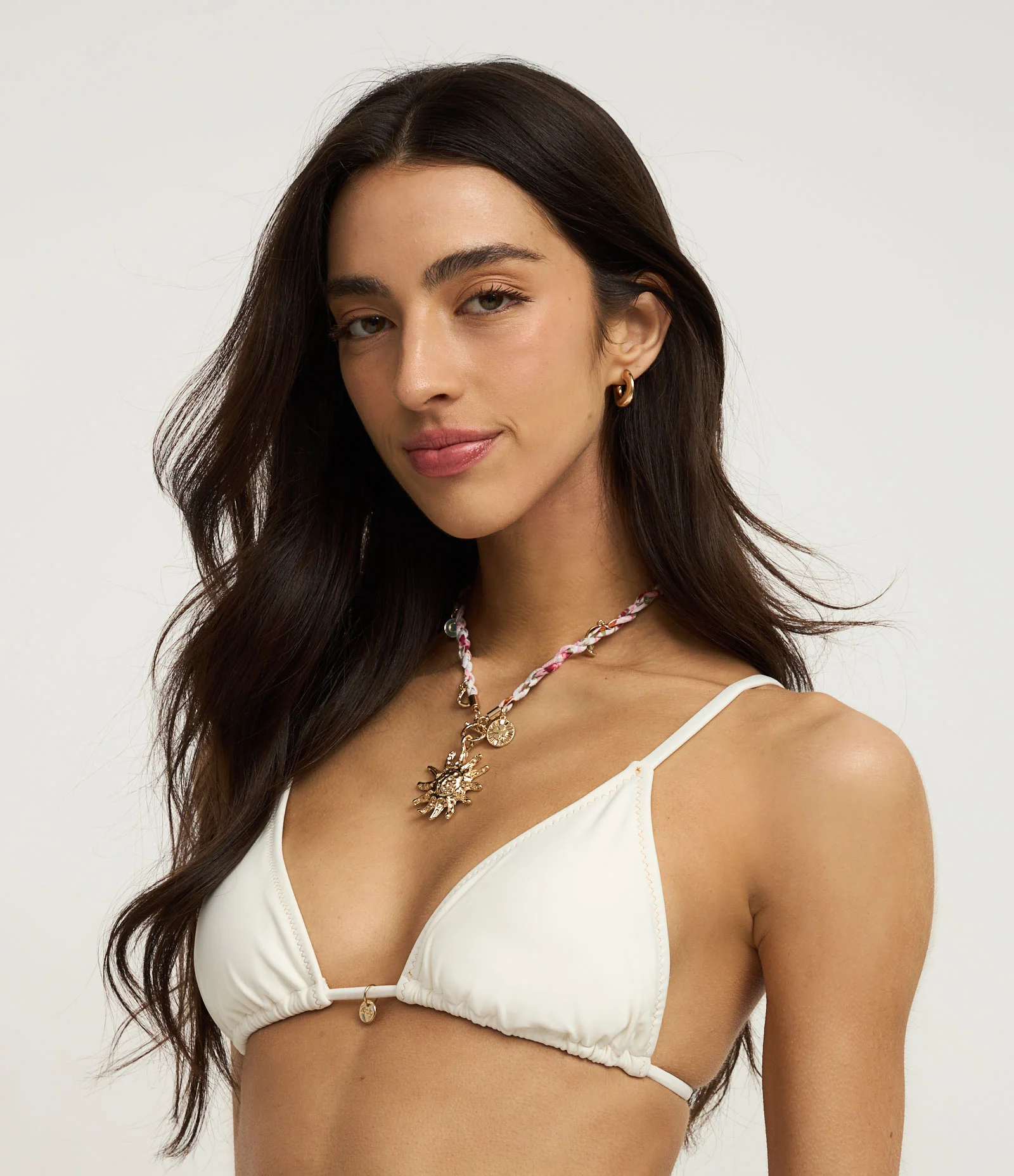 Biquíni Top Cortininha em Microfibra com Pesponto em Fio Metalizado Branco 2