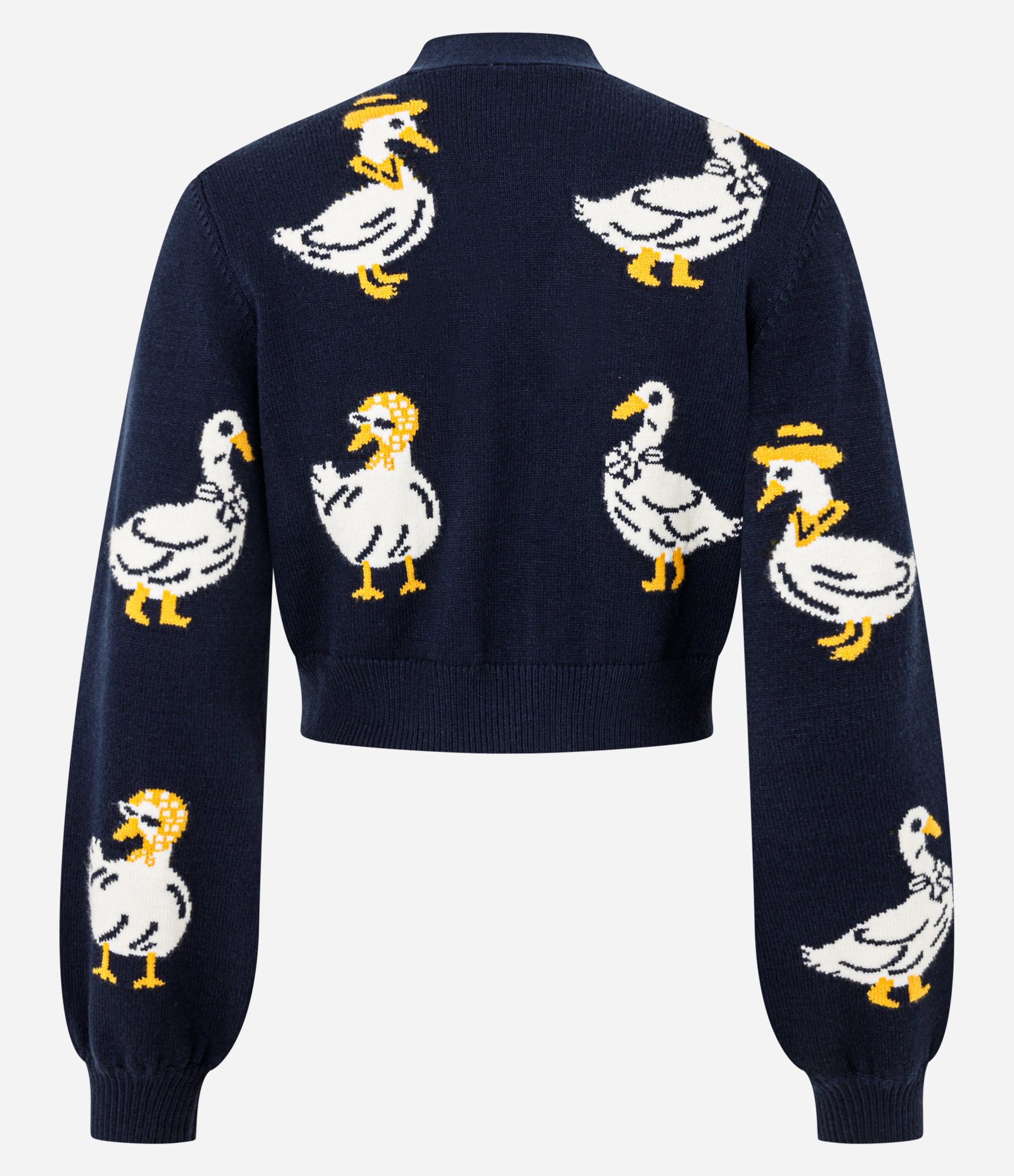 Cardigan Cropped em Tricô com Ícones de Patas Azul 7