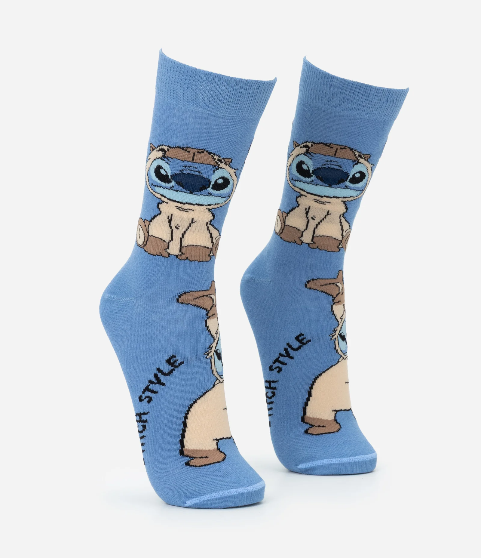 Meia Cano Longo em Algodão com Estampa Stitch Vestido de Capivara Azul 2