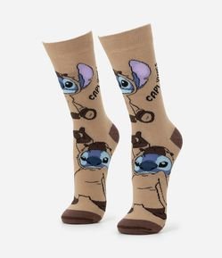 Meia Cano Longo em Algodão com Estampa Stitch Vestido de Capivara