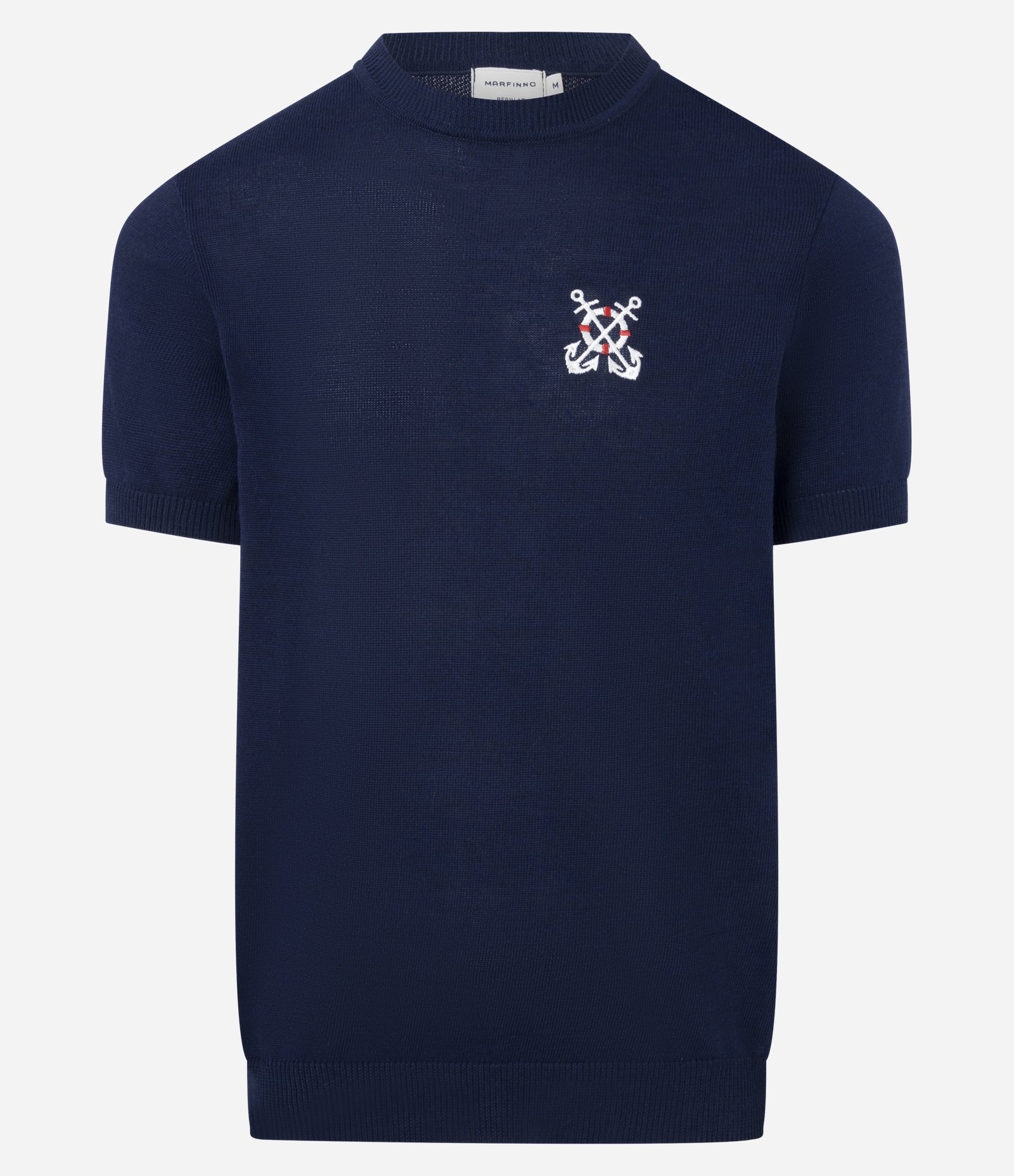 Camiseta Regular em Viscose com Estampa e Bordado Marinheiro Azul 1