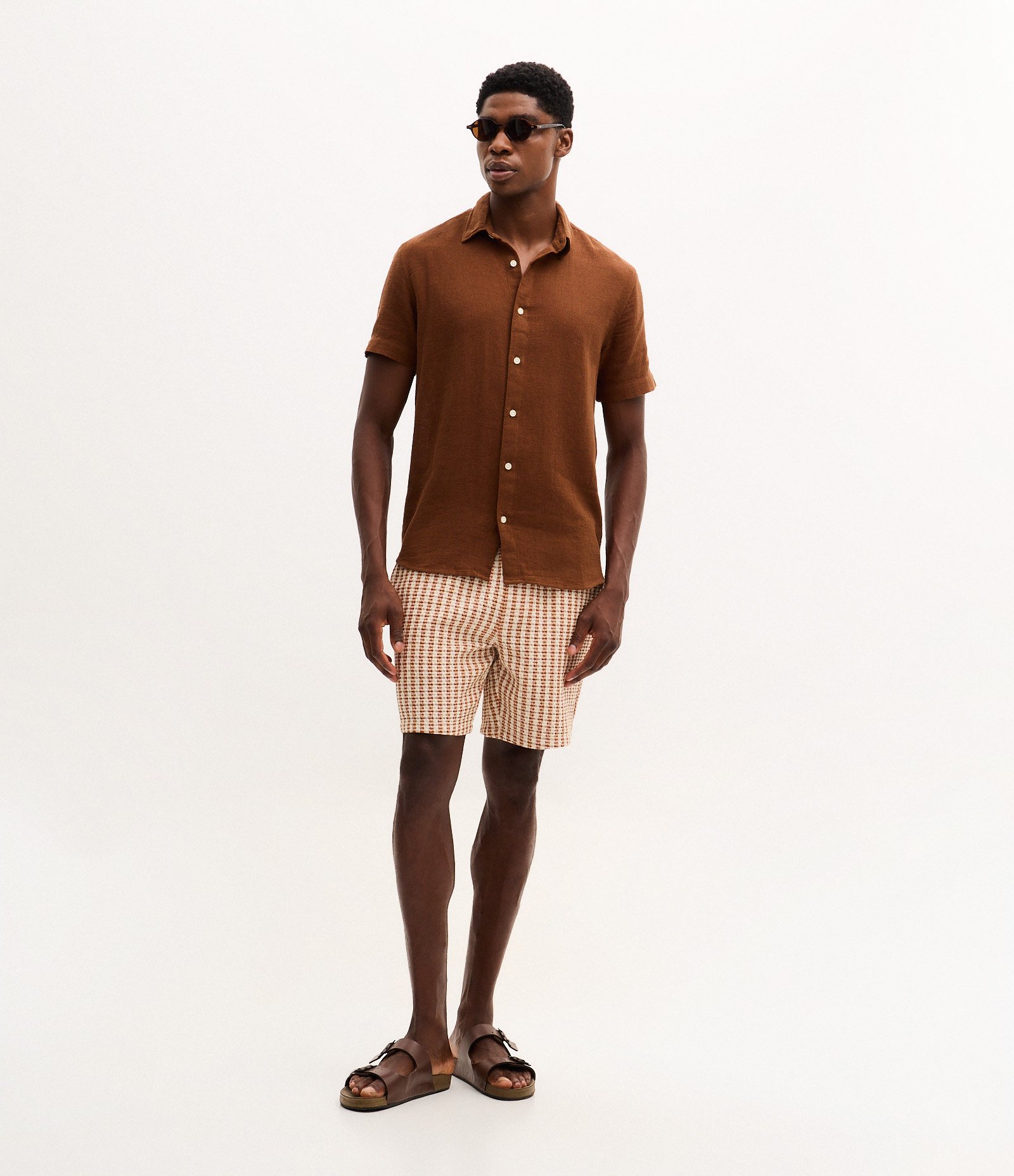 Camisa Comfort em Algodão com Textura Marrom 2