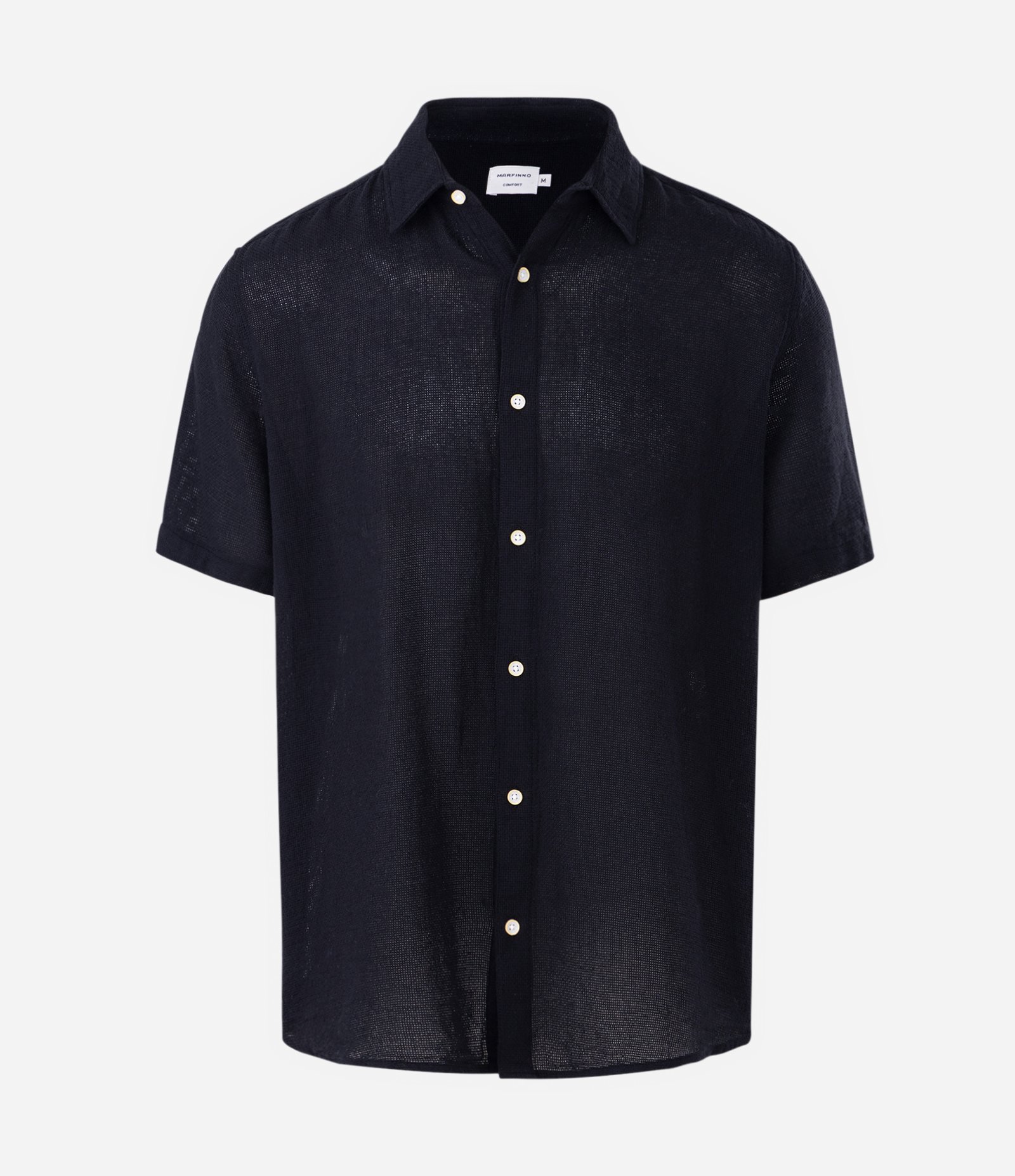 Camisa Comfort em Algodão com Textura Preto 5