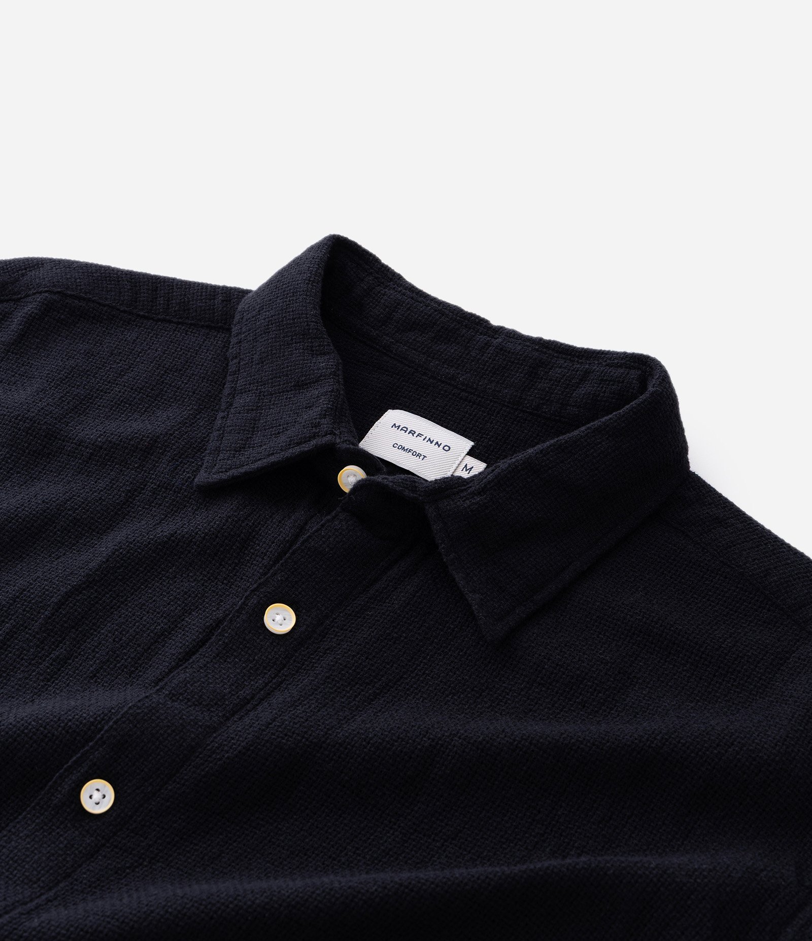 Camisa Comfort em Algodão com Textura Preto 8