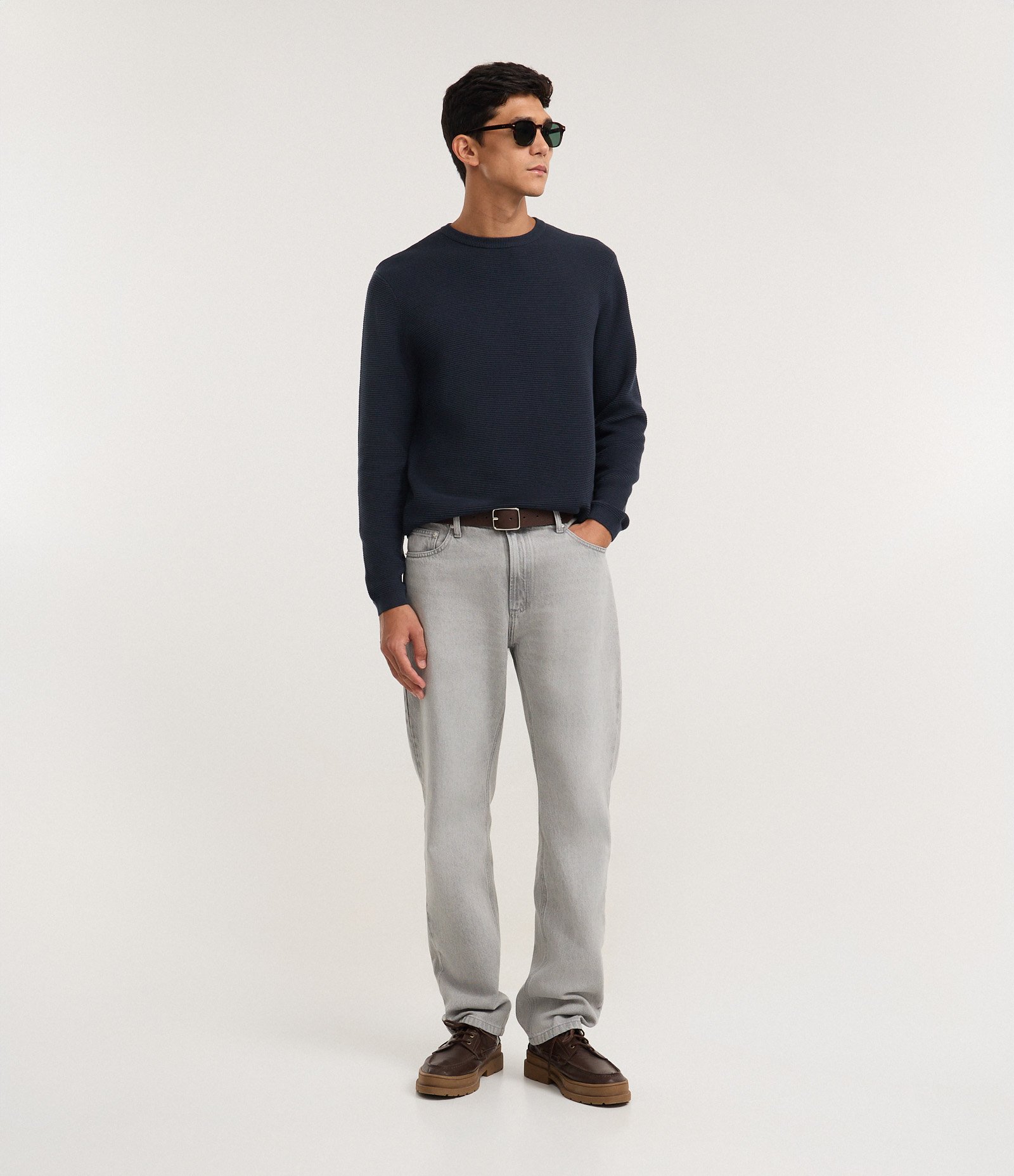 Suéter Comfort em Tricô com Texturizado Azul Noite 2