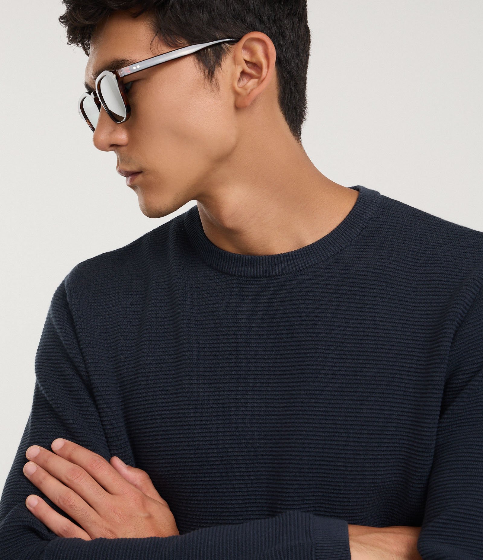 Suéter Comfort em Tricô com Texturizado Azul Noite 3