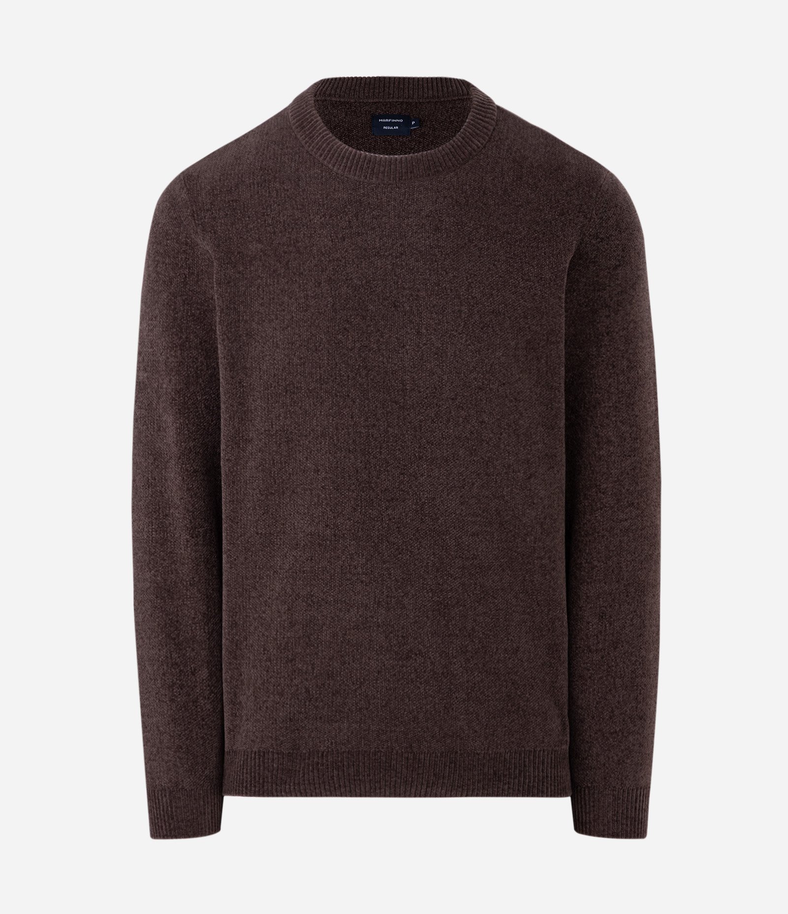 Suéter Básico em Fleece com Felpa Texturizado Marrom Escuro 1
