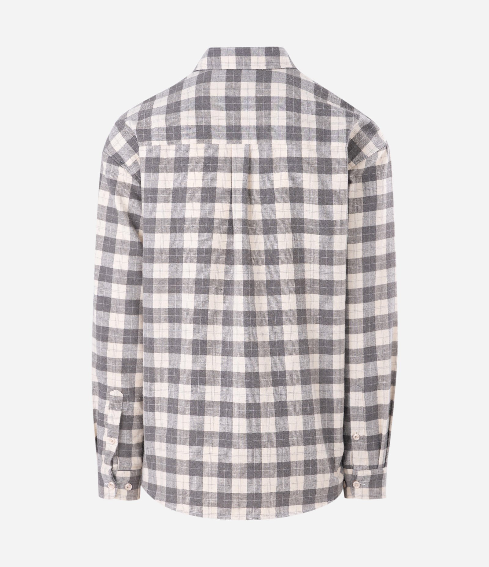 Camisa Manga Longa em Flanela Xadrez com Lettering NY Cinza 2