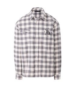 Camisa Manga Longa em Flanela Xadrez com Lettering NY