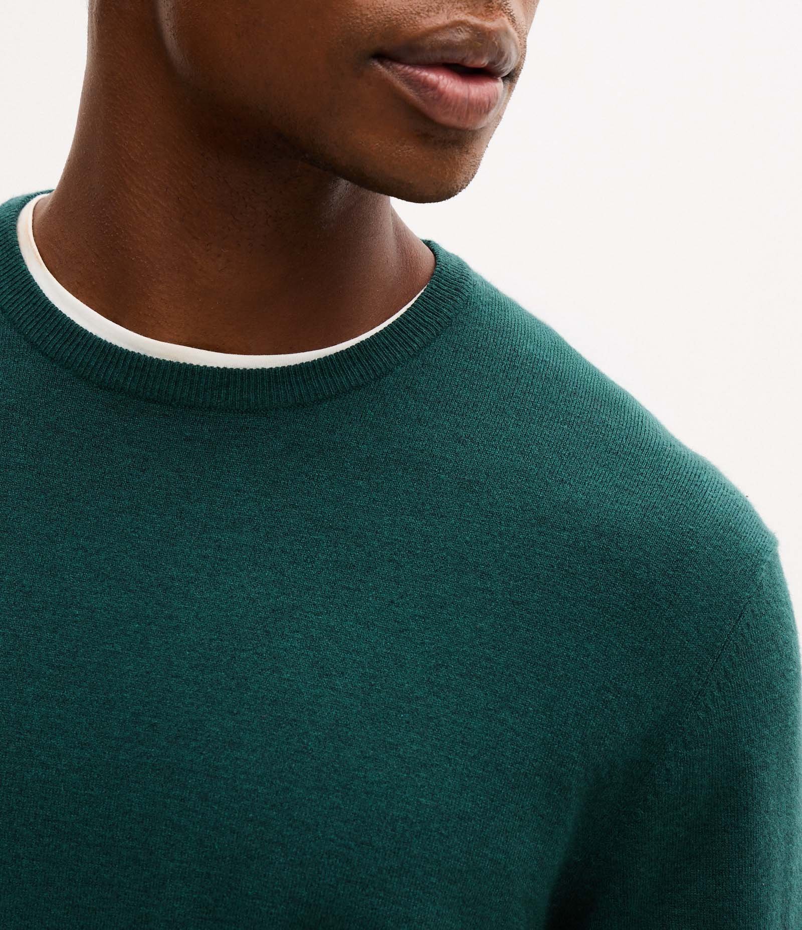 Suéter Básico em Efeito Tricô com Acabamento Canelado Verde Escuro 3