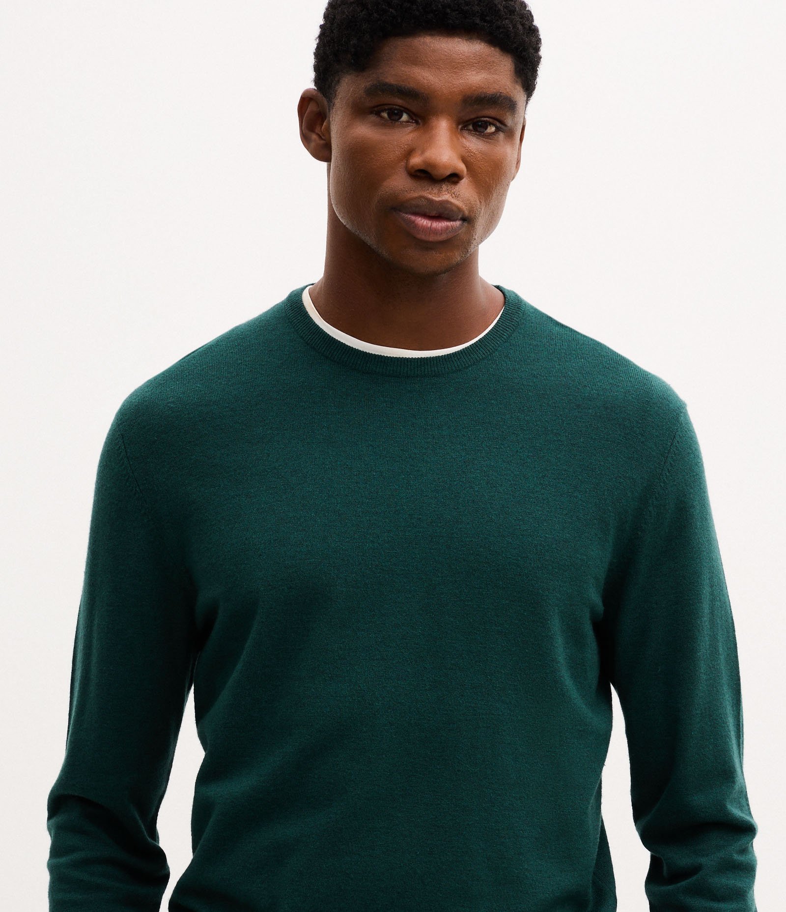 Suéter Básico em Efeito Tricô com Acabamento Canelado Verde Escuro 4