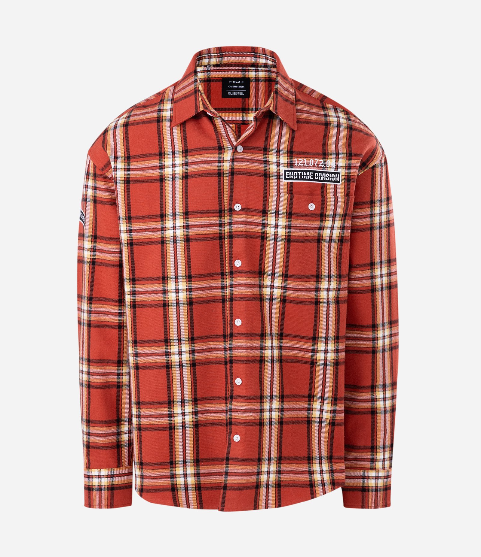 Camisa Oversized Manga Longa em Flanela Xadrez com Lettering Bordado Vermelho 5