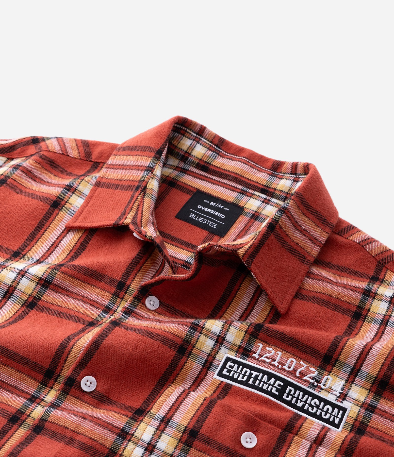 Camisa Oversized Manga Longa em Flanela Xadrez com Lettering Bordado Vermelho 7