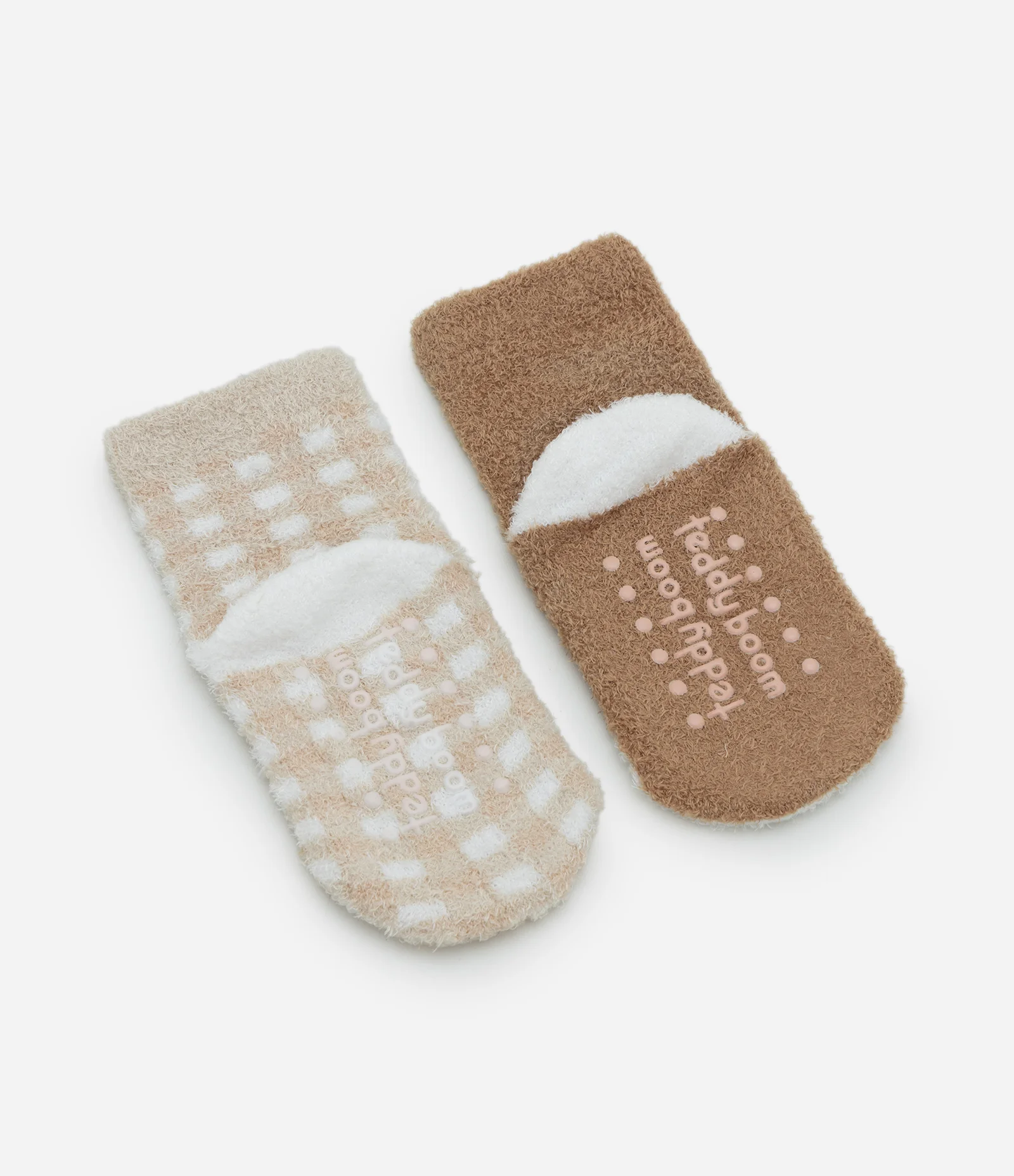 Kit 02 Pares de Meias Infantil em Chenille com Vichy e Coelhinho – Tam 0 a 12 Meses Bege/Marrom 2