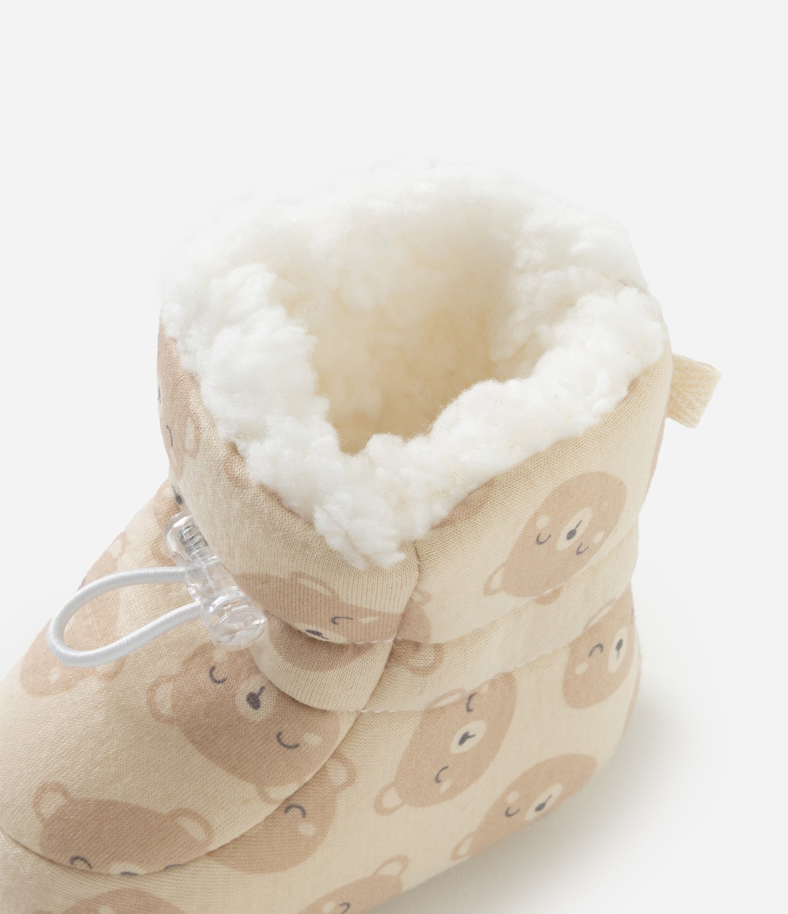 Pantufa Bota Acolchoada com Estampa de Ursinhos - Tam 0 A 12 Meses Bege 4