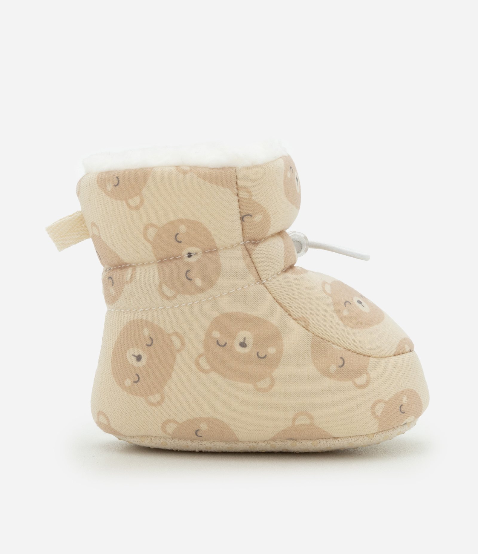 Pantufa Bota Acolchoada com Estampa de Ursinhos - Tam 0 A 12 Meses Bege 5