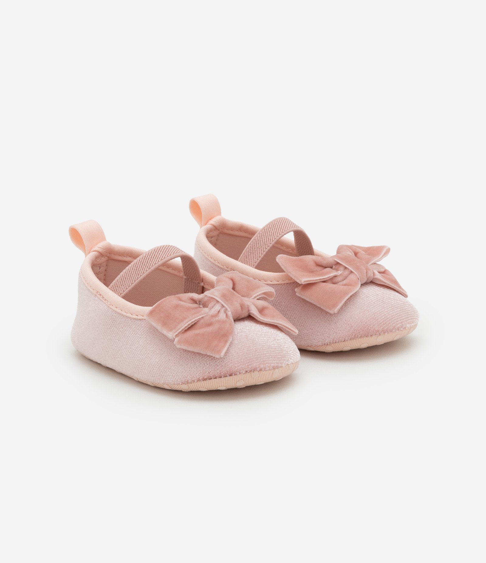 Sapatilha Infantil em Veludo com Laço Decorativo – Tam 15 a 19 Rosa 1