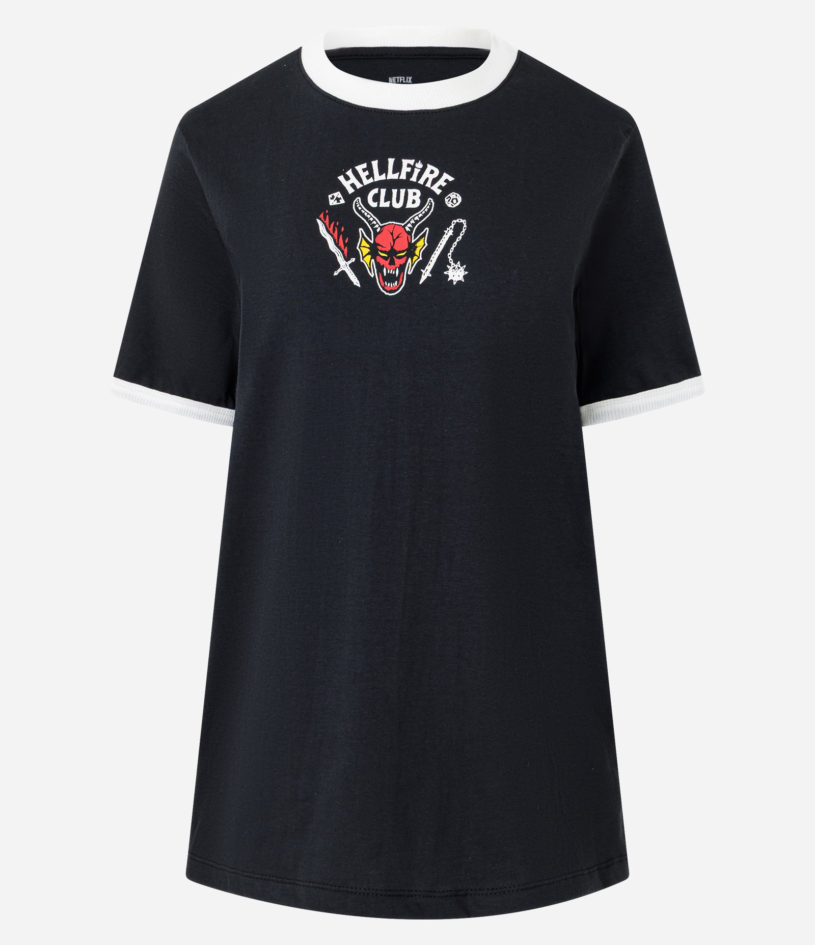 Camiseta T-shirt em Algodão com Estampa Hell Fire Club Preto 5