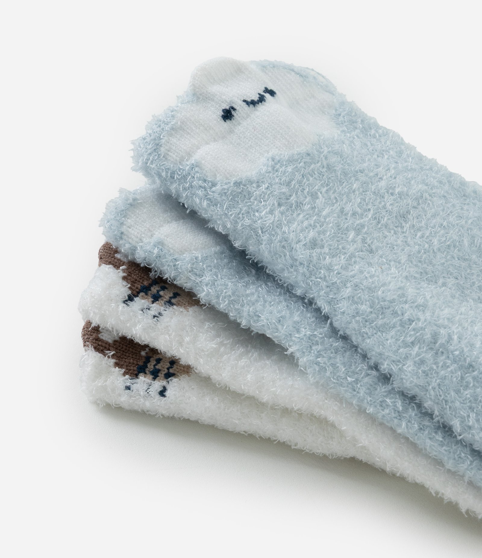 Kit 02 Meias Infantis em Chenille com Nuvem e Bichinho – Tam 0 a 12 Meses Azul Claro/Branco 4