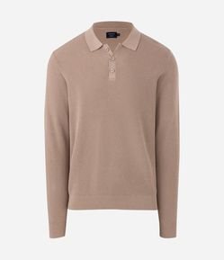 Suéter Texturizado com Gola Polo